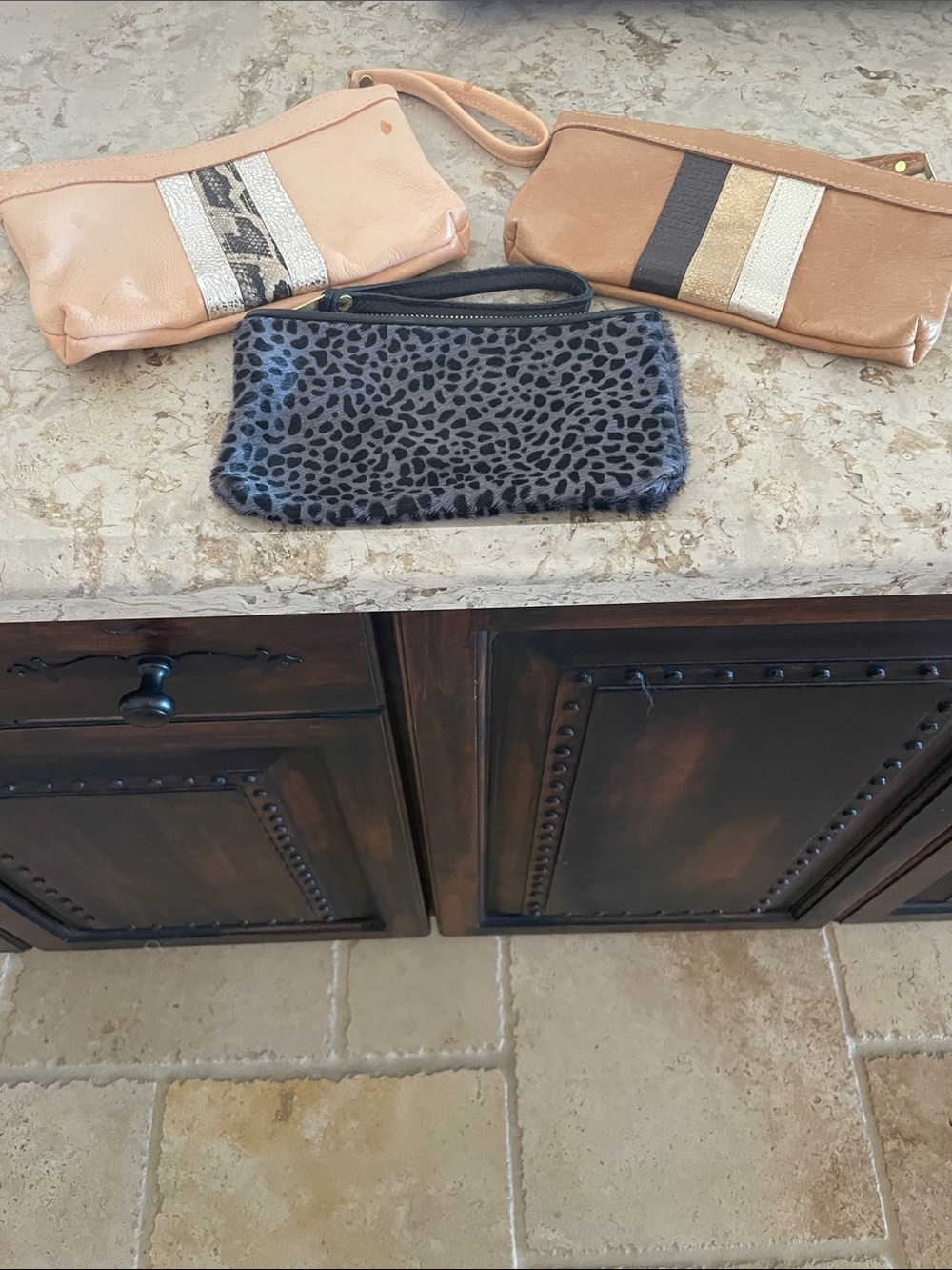 Set of 3 Wristlet Clutches - Neutral & Animal Print by Maya Moon